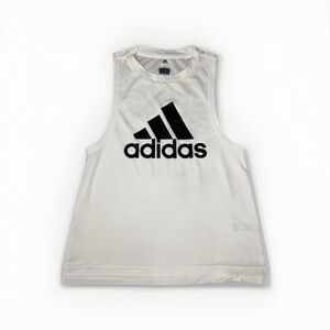 Women’s Adidas White Logo Athletic Tank Top Small Muscle Tee